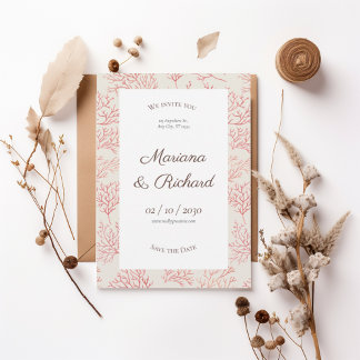 Coral Branch Save the Date Invitation