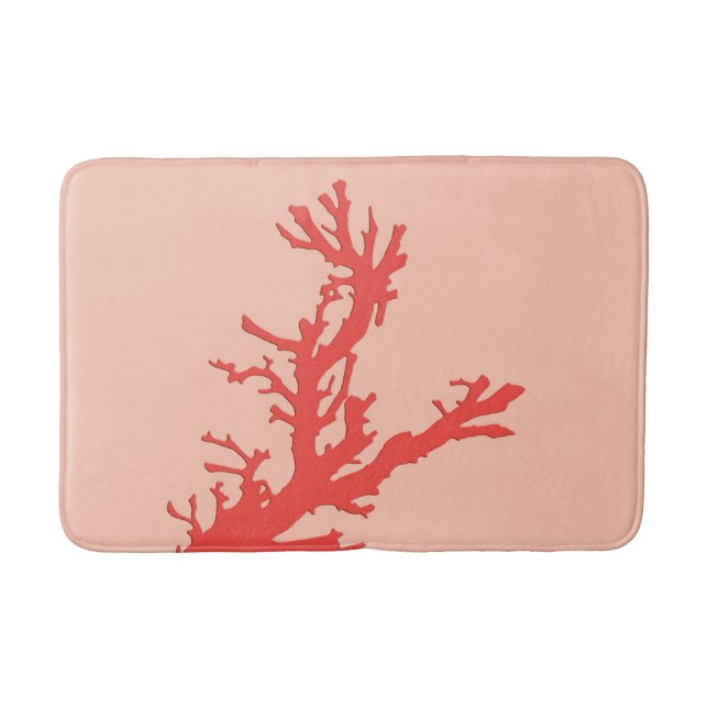 Coral branch - shades of coral orange bath mat (Front)