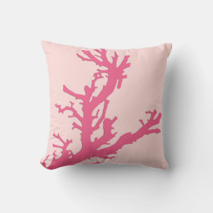 Coral branch - shades of coral pink cushion