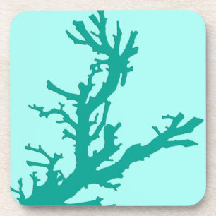 Coral branch - turquoise and aqua coaster
