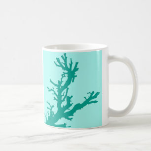 Coral branch - turquoise and aqua coffee mug