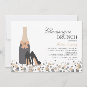 Coral Bridal Shower Champagne Brunch Invite