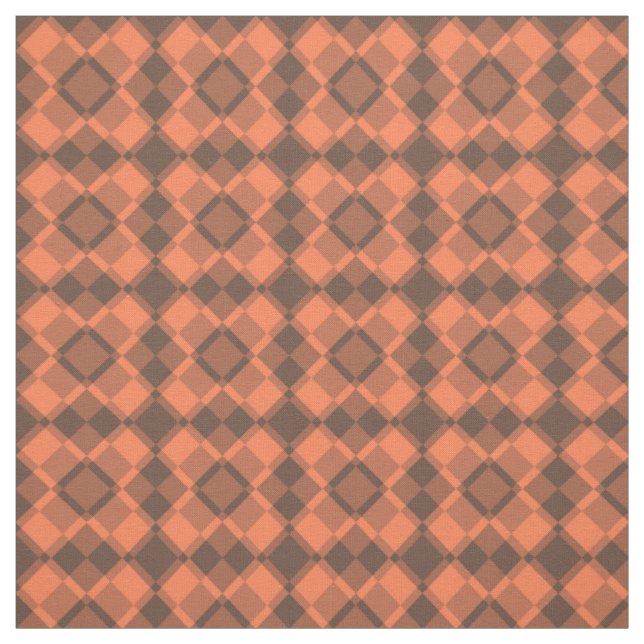 Coral Brown Chequered Argyle Pattern Fabric (Swatch)