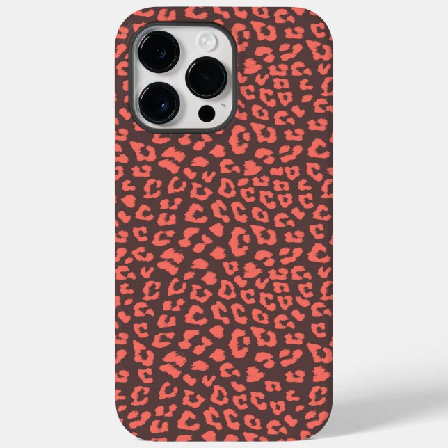 Coral Brown Leopard Print Case-Mate iPhone Case (Back)