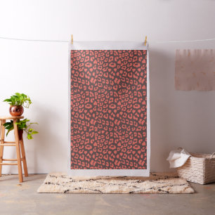 Coral Brown Leopard Print Fabric