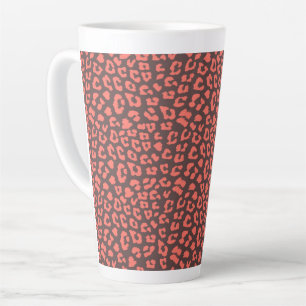 Coral Brown Leopard Print Latte Mug