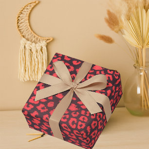 Coral Brown Leopard Print Wrapping Paper