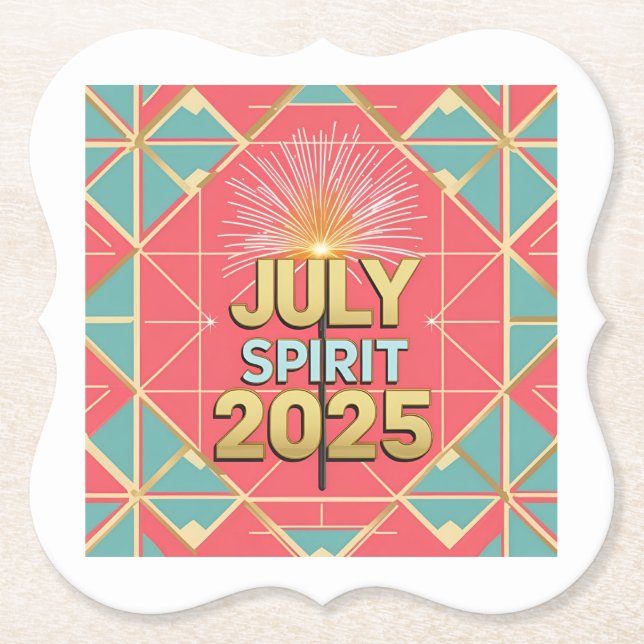 Coral Burst Paper Coaster (Front)