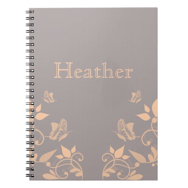 Coral Butterfly Floral Notebook (Front)