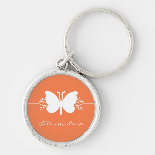 Coral Butterfly Swirls Premium Keychain (Front)