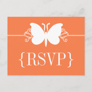Coral Butterfly Swirls RSVP Postcard