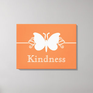 Coral Butterfly Swirls Virtue Canvas Print