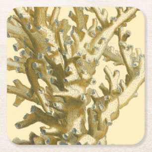 Coral by the Sea Square Paper Coaster