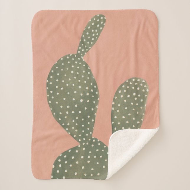 Coral Cacti Sherpa Blanket (Front)
