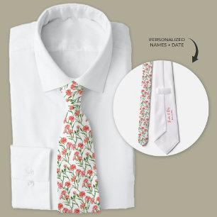 Coral Carnation Neck Tie
