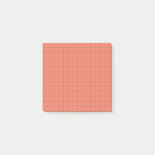 Coral Checkered Pattern Cute Grid Office Supplies Post-it Notes