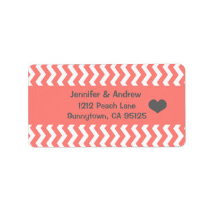 Coral Chevron Return Address Label