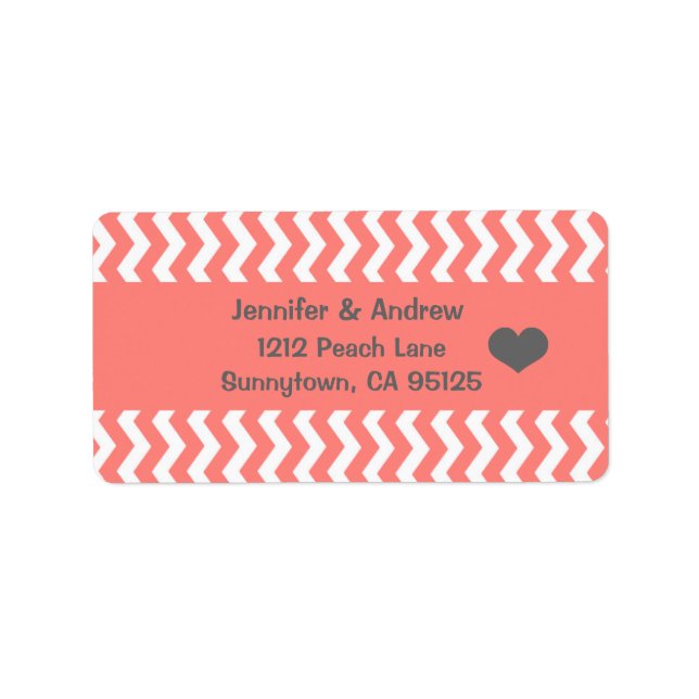 Coral Chevron Return Address Label (Front)