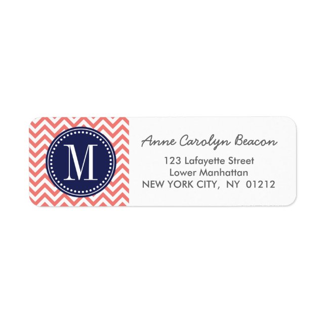 Coral Chevron Zigzag Personalised Monogram (Front)