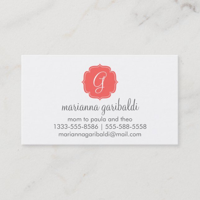 Coral Chevron Zigzag Stripes Calling Card (Front)