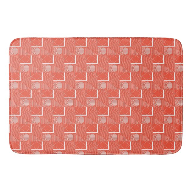 Coral Chic Mod Design Bath Mat (Front)