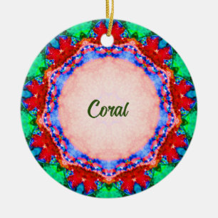 CORAL ~ Christmas Plate Fractal Personalised ~ Ceramic Tree Decoration