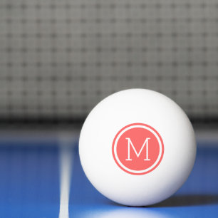 Coral Circle Monogram Personalised Ping Pong Ball