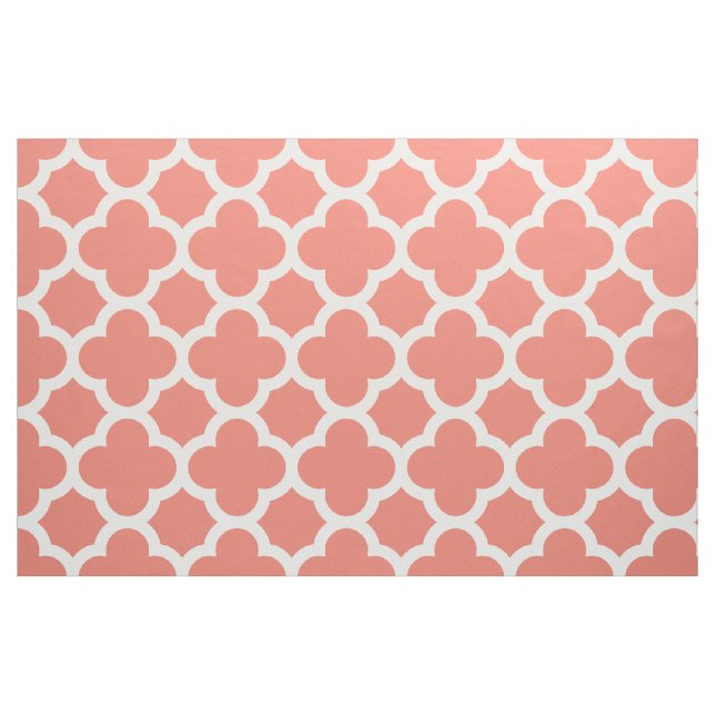 Coral Classic Quatrefoil Pattern Fabric (Yard)