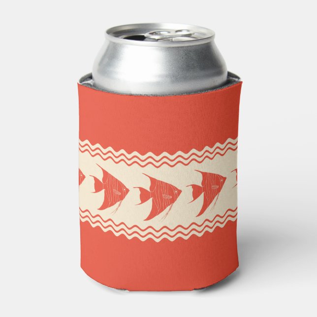 Coral Coastal Angelfish Stripes Can Cooler (Can Front)