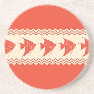 Coral Coastal Angelfish Stripes Coaster