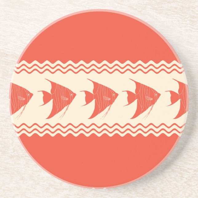 Coral Coastal Angelfish Stripes Coaster (Front)