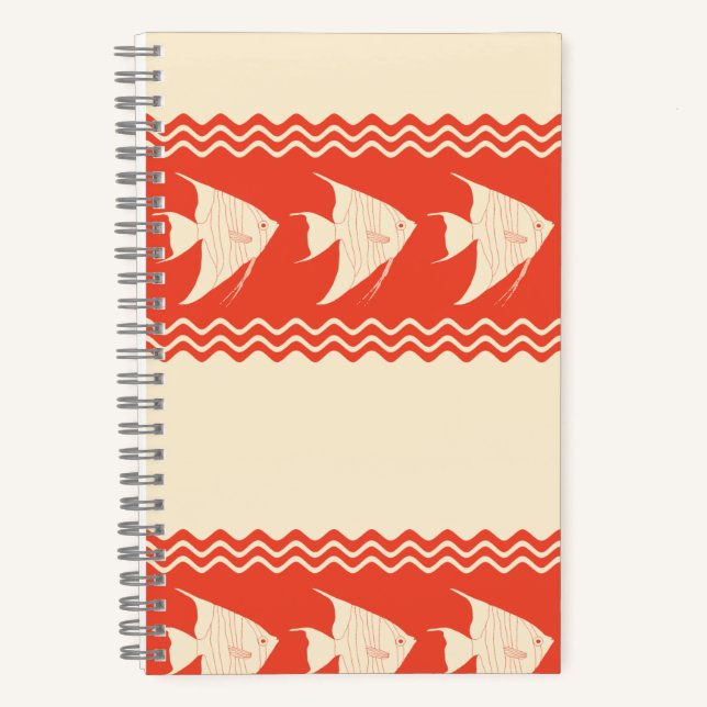 Coral Coastal Angelfish Stripes Notebook (Front)