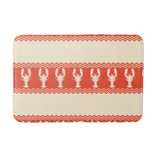 Coral Coastal Lobster Stripes Bath Mat