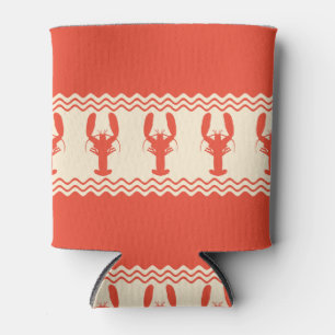 Coral Coastal Lobster Stripes Can Cooler