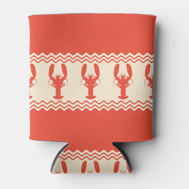 Coral Coastal Lobster Stripes Can Cooler (Front)
