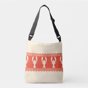 Coral Coastal Lobster Stripes Crossbody Bag