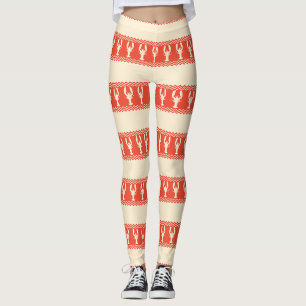 Coral Coastal Lobster Stripes Leggings