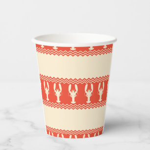 Coral Coastal Lobster Stripes Paper Cups