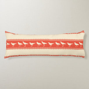 Coral Coastal Sandpiper Bird Stripes Body Cushion