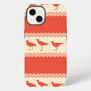 Coral Coastal Sandpiper Bird Stripes iPhone 13 Case