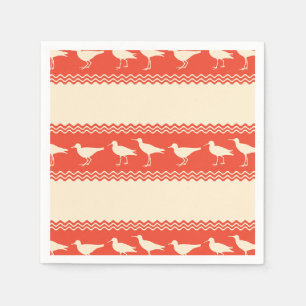 Coral Coastal Sandpiper Bird Stripes Napkin