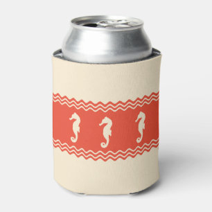 Coral Coastal Seahorses Stripes Can Cooler