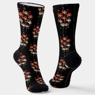 Coral Color Pink Flamingos Pattern Socks