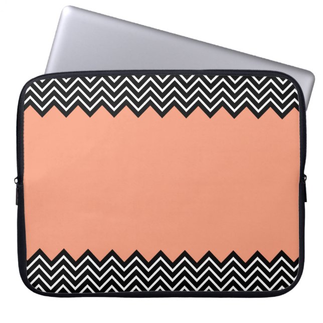 Coral Colour Block Chevron Laptop Sleeve (Front)