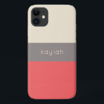 Coral Colour Block Pattern with Any Name Case-Mate iPhone Case<br><div class="desc">With minimalist appeal,  this stylish design features a chic colour block pattern in coral,  deep taupe and sandy beige. A text template is included for personalising this case with your name,  monogram initials or other desired text. Available in other colour combinations and for a large variety of phone models.</div>