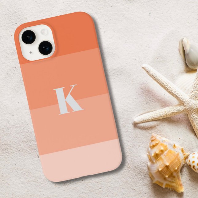 Coral Colour Blocks Custom Monogram Initial  Case-Mate iPhone Case (Creator Uploaded)