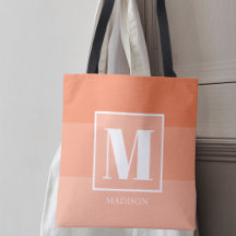 Coral Colour Blocks Custom Monogram Name 