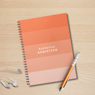 Coral Colour Blocks Custom Name  Notebook