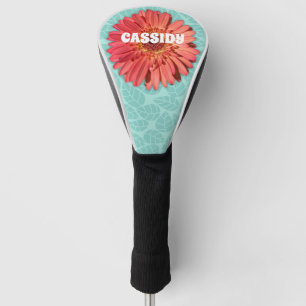 Coral Coloured Gerbera Daisy Photo Mint Green Golf Head Cover