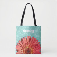 Coral Coloured Gerbera Daisy Photo Mint Green